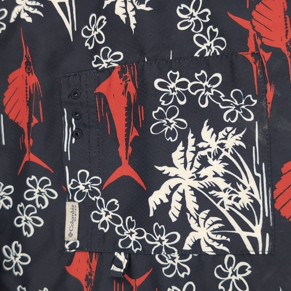 Columbia PFG shirt button up, fishing tropical, short sleeves, men's XXL - Picture 3 of 10